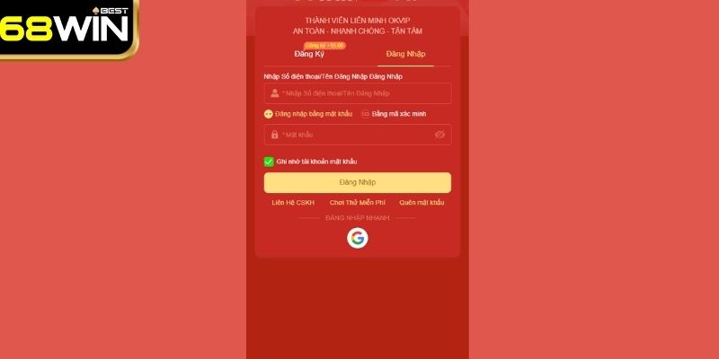 Mách Bạn Quy Trình Đăng Nhập 68WIN Thành Công 100% 2 Vài điều mà người chơi cần chú ý